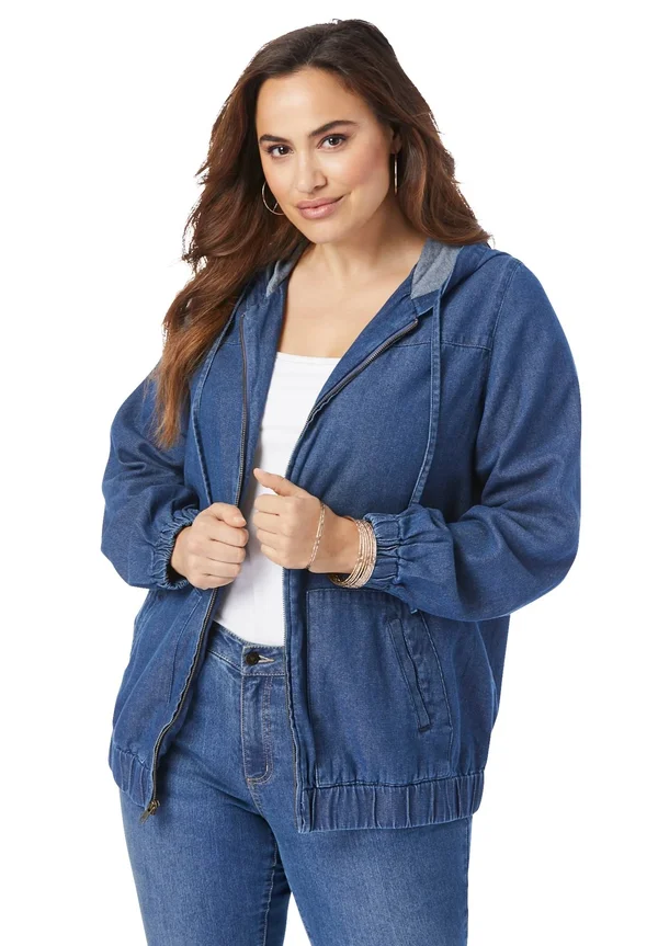 Plus Size Women's Zip-Up Kate Hoodie by Roaman&s in Medium Wash (Size 14 W)