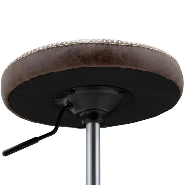 New Pacific Direct Eaton PU Leather Gaslift Backless Swivel Bar Stool - Vintage Coffee Brown