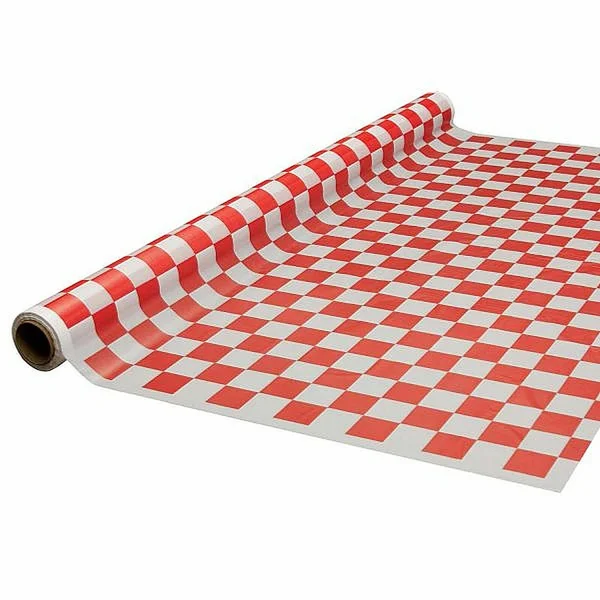 Party Essentials 4015RW Heavy Duty Printed Plastic Banquet Table Roll - 40-Inch by 150-Feet, Red/White
