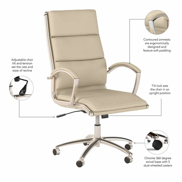 Cabot High Back Leather Executive Office Chair in Saddle Tan
