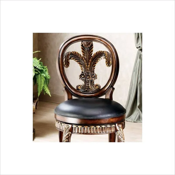Bowery Hill 25x22 Leather Seat Counter Stool in Distressed Cherry and Black - BH-4752-9628