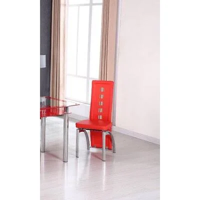 Pemberton Heights Side Chair Ivy Bronx Upholstery Color: Red, Frame Color: Chrome