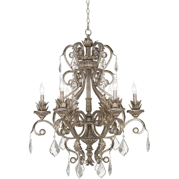 Kathy Ireland 30x22 Wide Metallic Silver Chandelier