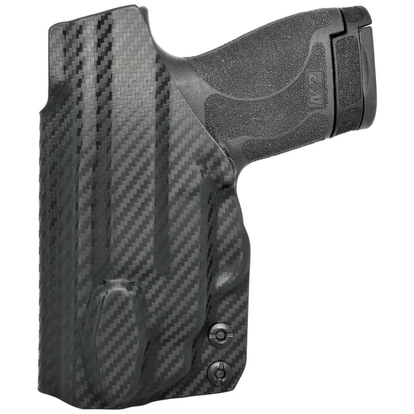 Smith & Wesson Mu0026P Shield M2.0 9MM/40SW w/Integrated Crimson Trace Laser Tuckable IWB Kydex Holster Black, Right Hand (
