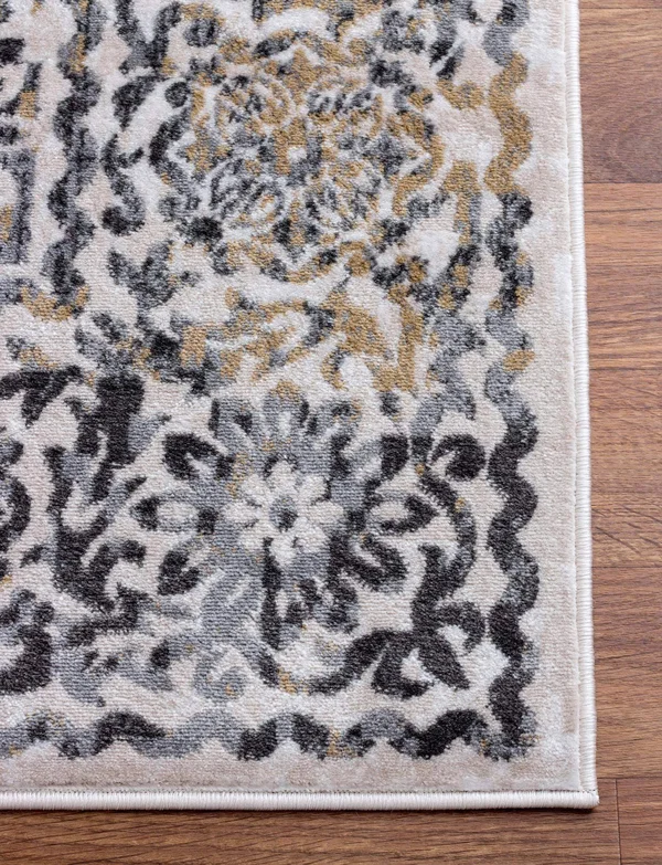 Dulce Modern Bloom Area Rug, Ivory and Gray, 2& 7x22 x 8&