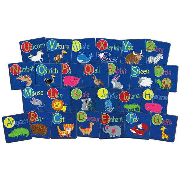 Set of 26 Alphabet Animal Carpet Squares Flagship Carpets