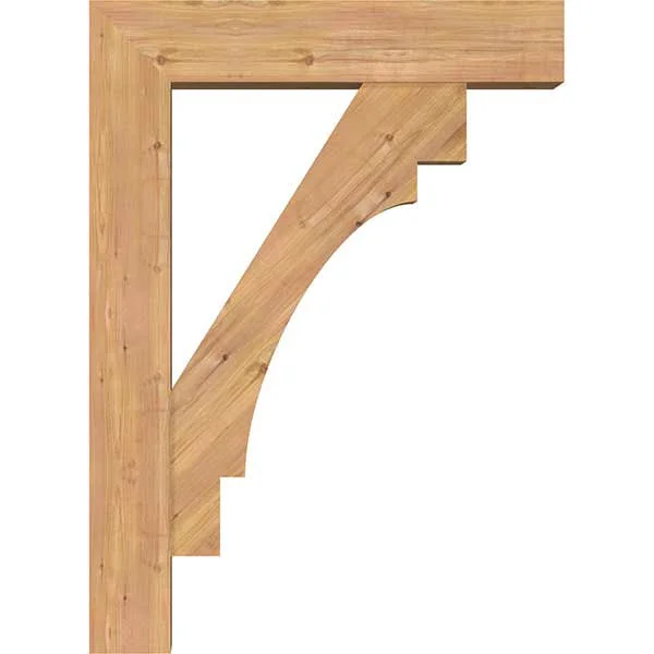 Ekena Millwork 1463192 7 1/2x22W x 32x22D x 44x22H Merced Block Smooth Bracket w/ Offset Brace, Western Red Cedar