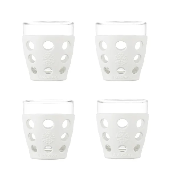 10oz Beverage Glass with Silicone Sleeve Optic White 4 Pack
