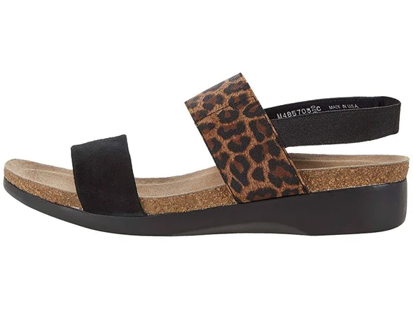Munro Pisces Black Leopard Sandal (Women) 10.5 - WW, Black Leopard