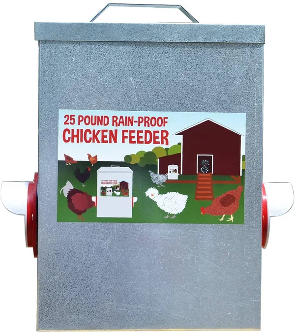 25lb Outdoor Rainproof Galvanized Chicken Feeder 20 LITER Capacity