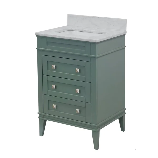 Eleanor 24x22 Single Bathroom Vanity Set Base Finish: Powder Blue, Top Finish: Carrara Marble