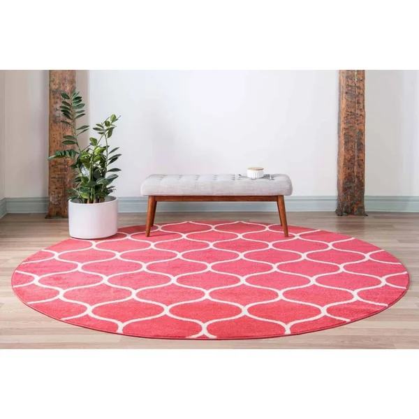Unique Loom Rounded Trellis Frieze Rug - 8& 0 x 8& 0 - Round