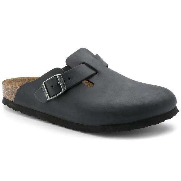 Birkenstock- Boston Leather Slippers- Woman- 37 - Black