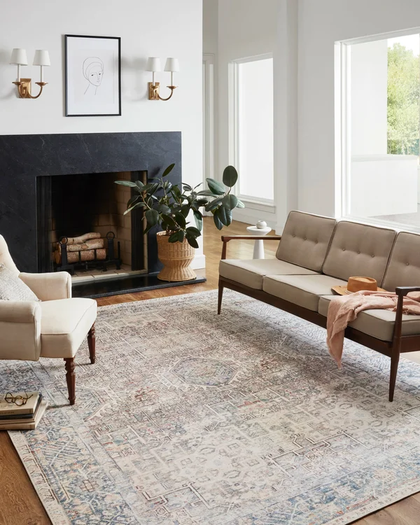 Chris Loves Julia x Loloi 2&0x22 x 5&0x22 Natural/Ocean Jules Jul-07 Runner Area Rug