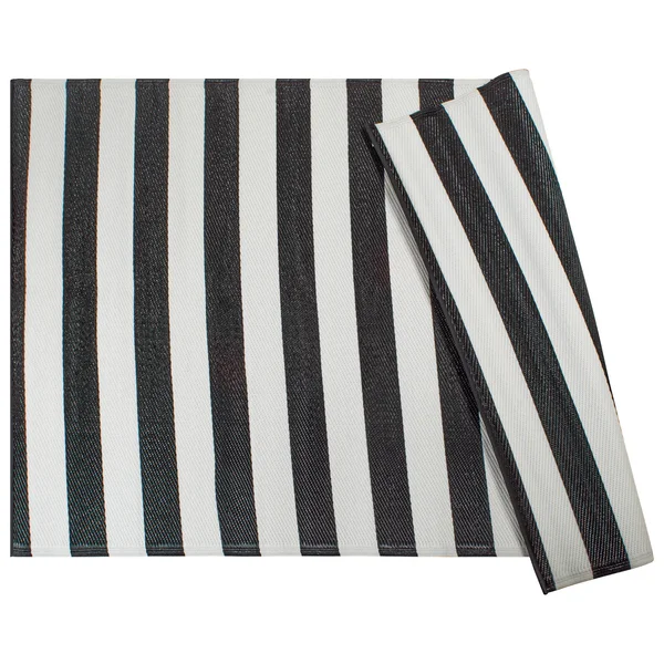 4' x 6' Black and White Rectangular Home Essentials Striped Outdoor Rug