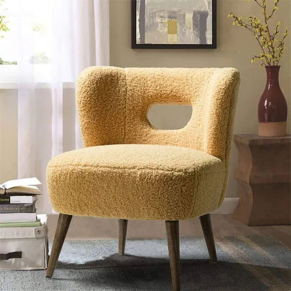 14karat Home Mini Vegan Wingback Chair, Mustard, Size: Medium, Yellow