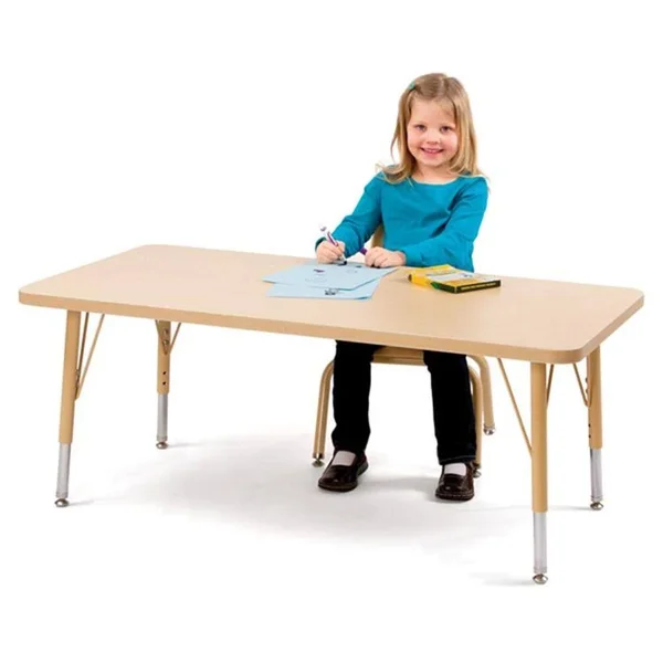 Jonti-Craft 6408JCE007 Berries Gray and Yellow 30x22 x 60x22 Elementary Rectangle Activity Table