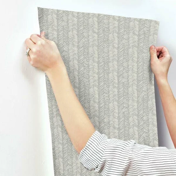 York TL1975 Gray Fractured Herrigbone Wallpaper