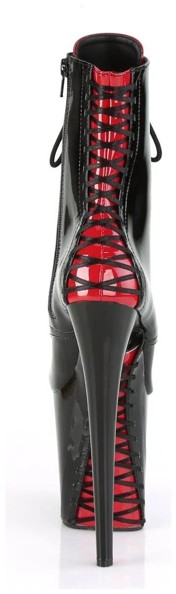 Pleaser FLAMINGO-1020FH 8x22 Heel Ankle-High Boot - Black Patent/Black - 8