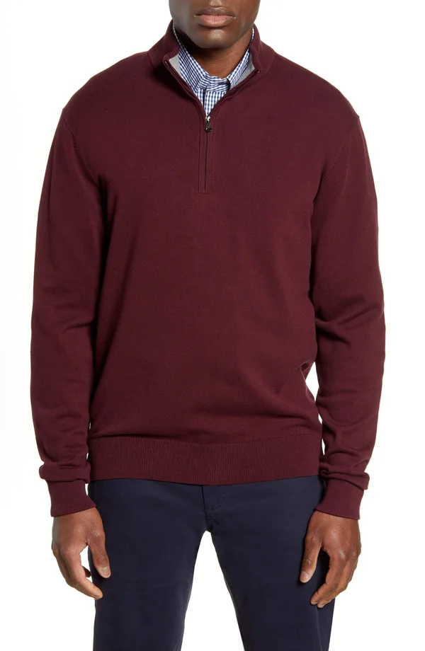 Men's Big & Tall Cutter & Buck Lakemont Half Zip Sweater - 4XB - Bordeaux