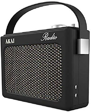 Akai AM/FM Vintage Retro Radio AM/FM Alarm Clock with LCD Screen and Snooze Function - Compatible with SD Card/USB/AUX - Black