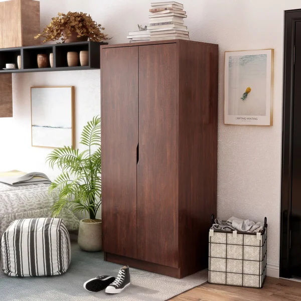 Furniture of America Vidal Modern 2-Door Wardrobe Armoire - Cappuccino