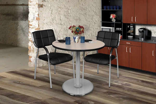 Regency Via 30x22 Round Platter Base Table- Beige/Chrome