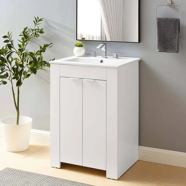 Maybelle 24x22 Bathroom Vanity Gray White Modway