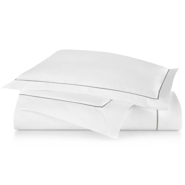 Peacock Alley Pewter Boutique Embroidered Percale Duvet Cover -King/California King