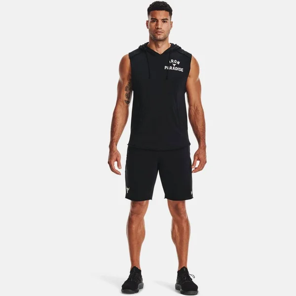 Under Armour Men's Project Rock Terry Sleeveless Hoodie Sleeveless Hoodie - Black, LG