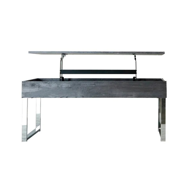 CDecor Jenna Dark Charcoal and Chrome Lift Top Coffee Table - Wood