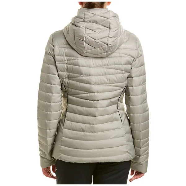 Spyder Women's Timeless Hoody Down Jacket, Alloy/Black, Small