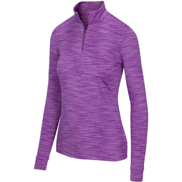 Greg Norman Womens Heathered Mesh 1/4 Zip Stretch Mock Pullover 2020