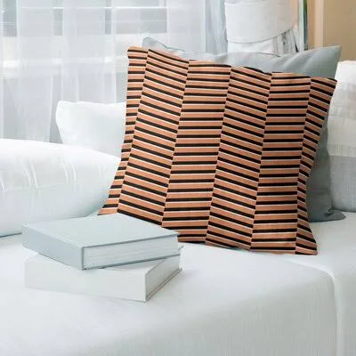 Fractured Stripes Throw Pillow Cover Brayden Studio Color: Orange, Size: 14x22 x 14