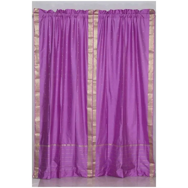 Lavender Rod Pocket Sheer Sari Curtain, Drape, Panel - Pair, Purple