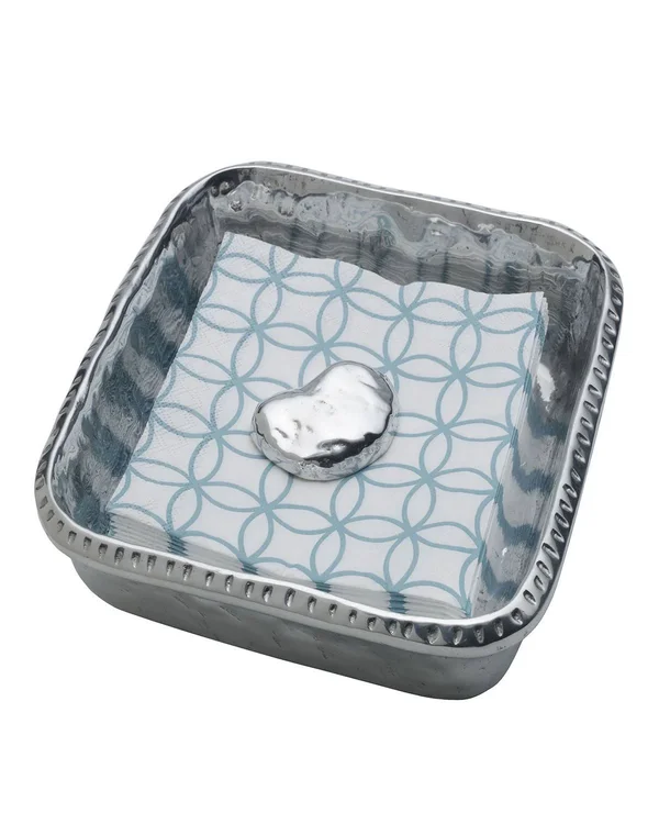 Wilton Armetale River Rock Napkin Box with Weight, 7 x 7 x 1
