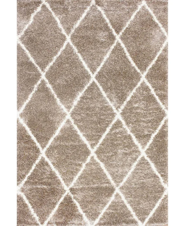 nuLOOM Diamond Shag Area Rug - Size: 4& x 6&, Beige