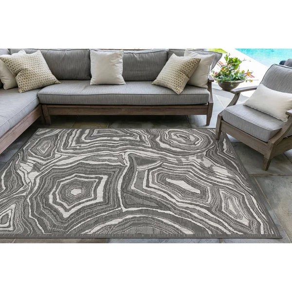 Liora Manne Carmel Agate Indoor/Outdoor Rug Grey 39x22x59x22