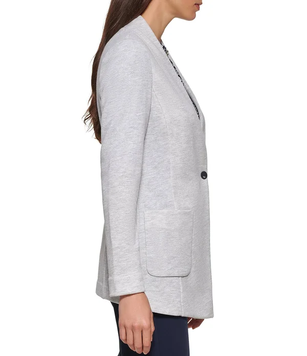 Tommy Hilfiger Knit One Button Blazer - Grey Heather - Size 14