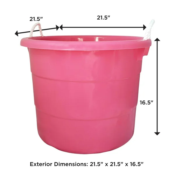 Homz 18-Gallon Kids Storage Rope Handle Tub, Pink - 4 pack