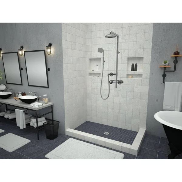 Tile Redi P3236CDR-PVC Redi Base 32x22 x 36x22 Rectangular Shower Base - Polished Chrome
