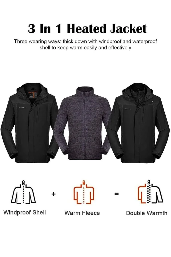 Men's 3-in-1 Heated Jacket 5V XL, Red