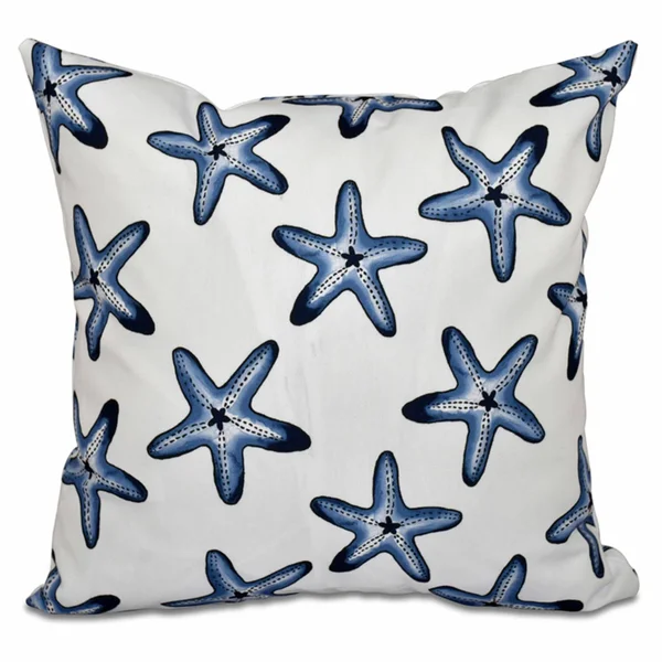 E by Design Beach Vacation Soft Starfish Decorative Pillow, Size: 26L x 26W, Blue