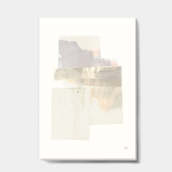 Designart 'Geometric Neutral Form III' Shabby Chic Premium Canvas Wall Art - Grey - 44 in. Wide x 34 in. High