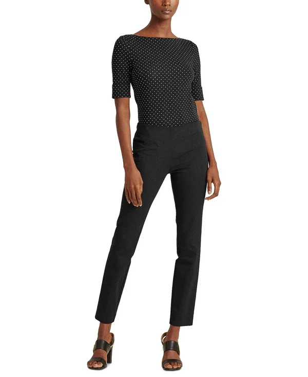 Lauren Ralph Lauren Women's Polka Dot Stretch-cotton Top - Polo Black - Size Xs