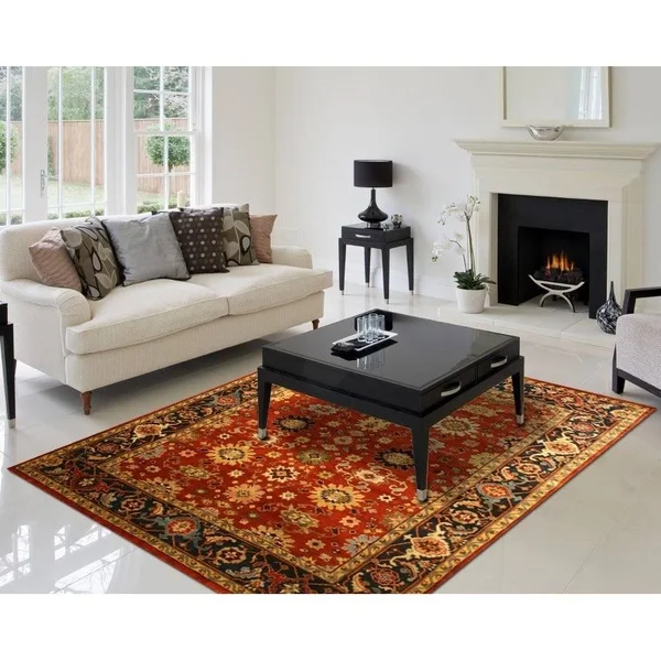 Hand-Knotted Wool Rust Traditional Oriental Super Mahal Rug - Size: 4& x 6&