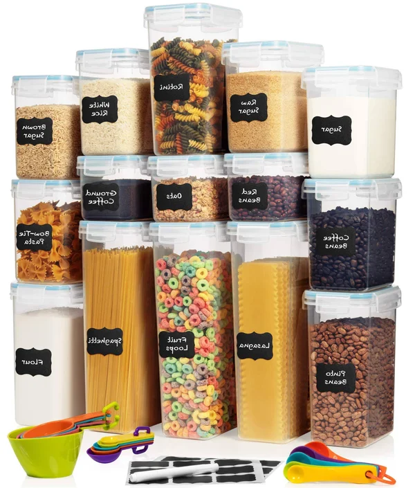 Large Set of 30pc Airtight Food Storage Containers (15 Container Set) - Amsha Kitchen & Pantry Organization - BPA-Free Plast
