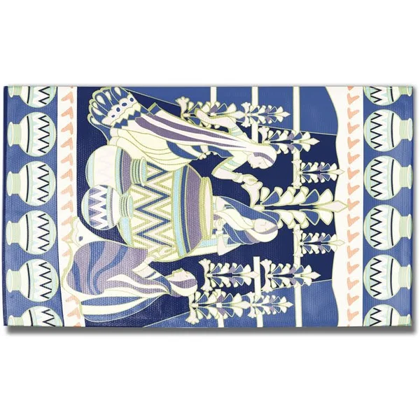 Gossip 5x7 Indoor Dobby Rug Without Non Skid Mat Navy Muted Purple Green - CARug36Dob_Single