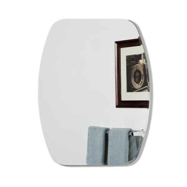 Decor Wonderland Sydney Mini 22 in. x 28 in. Oval Beveled Frameless Bathroom Vanity Mirror with Dual Mounting Brackets - Silver