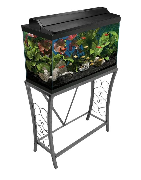 Aquatic Fundamentals 29 Gallon Scroll Aquarium Stand - Silver
